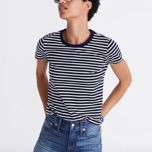 Madewell Rivet & Thread Blue Striped T Shirt